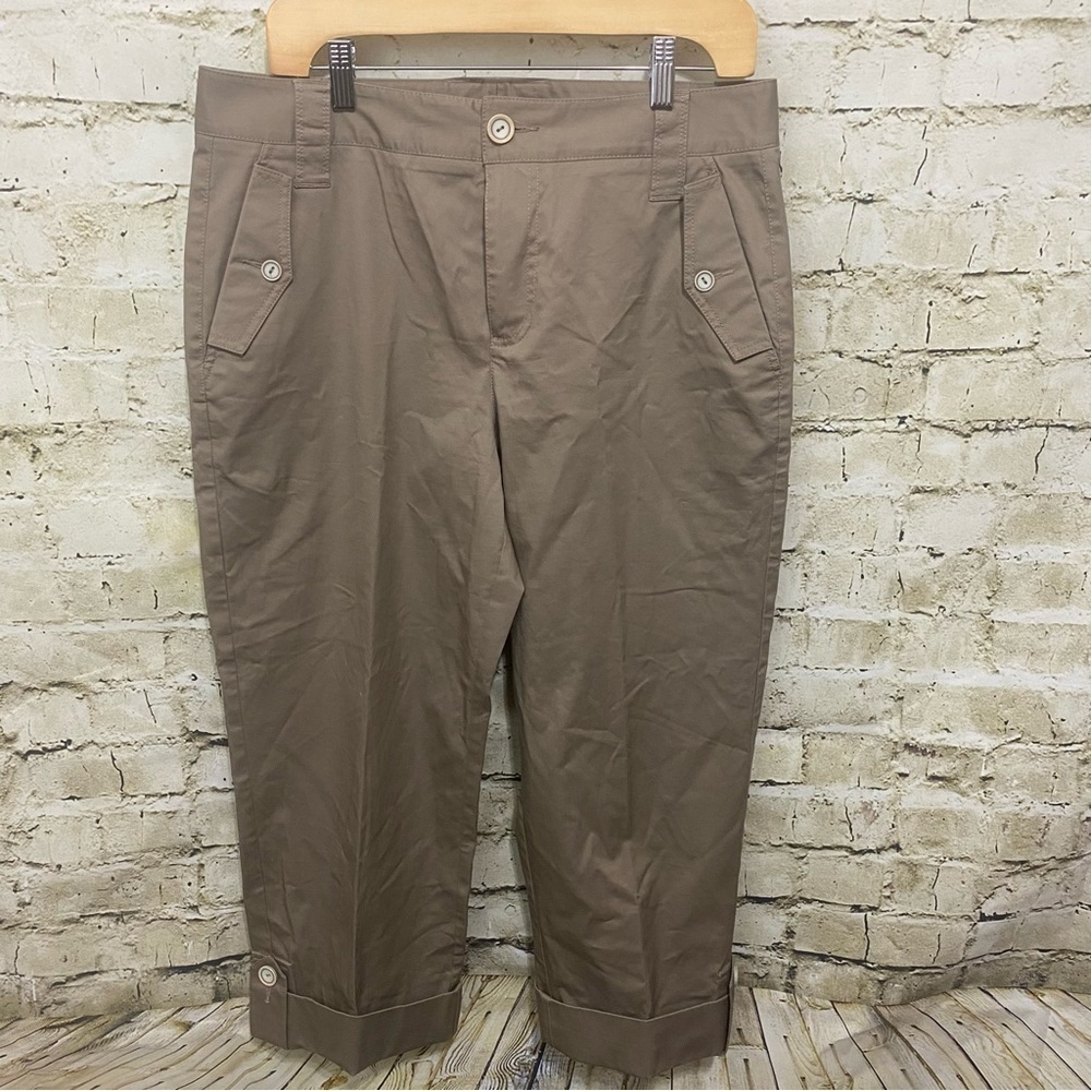 Tyler Boe Brown Cotton Stretch Cuffed Capri Pants